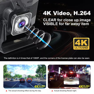 Caméra embarquée avant/arrière sans fil CarPlay aoocci d501 avec vidéo 4K et écran h264