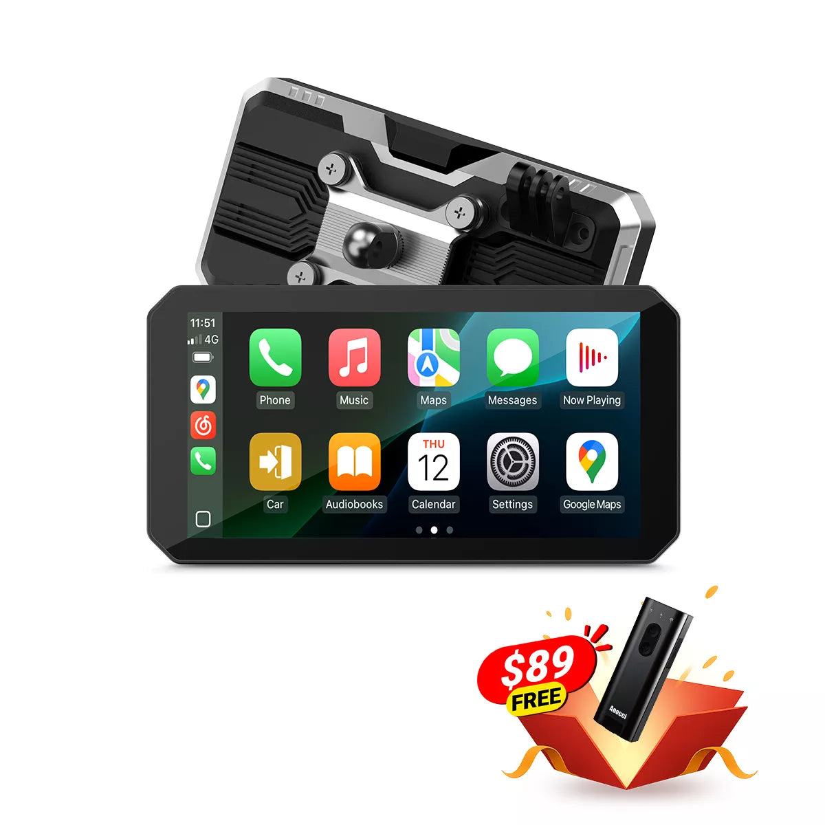 Dashcam Moto C9 Pro Max - CarPlay Sans Fil Avant Arrière 1080P GPS Étanche IP67