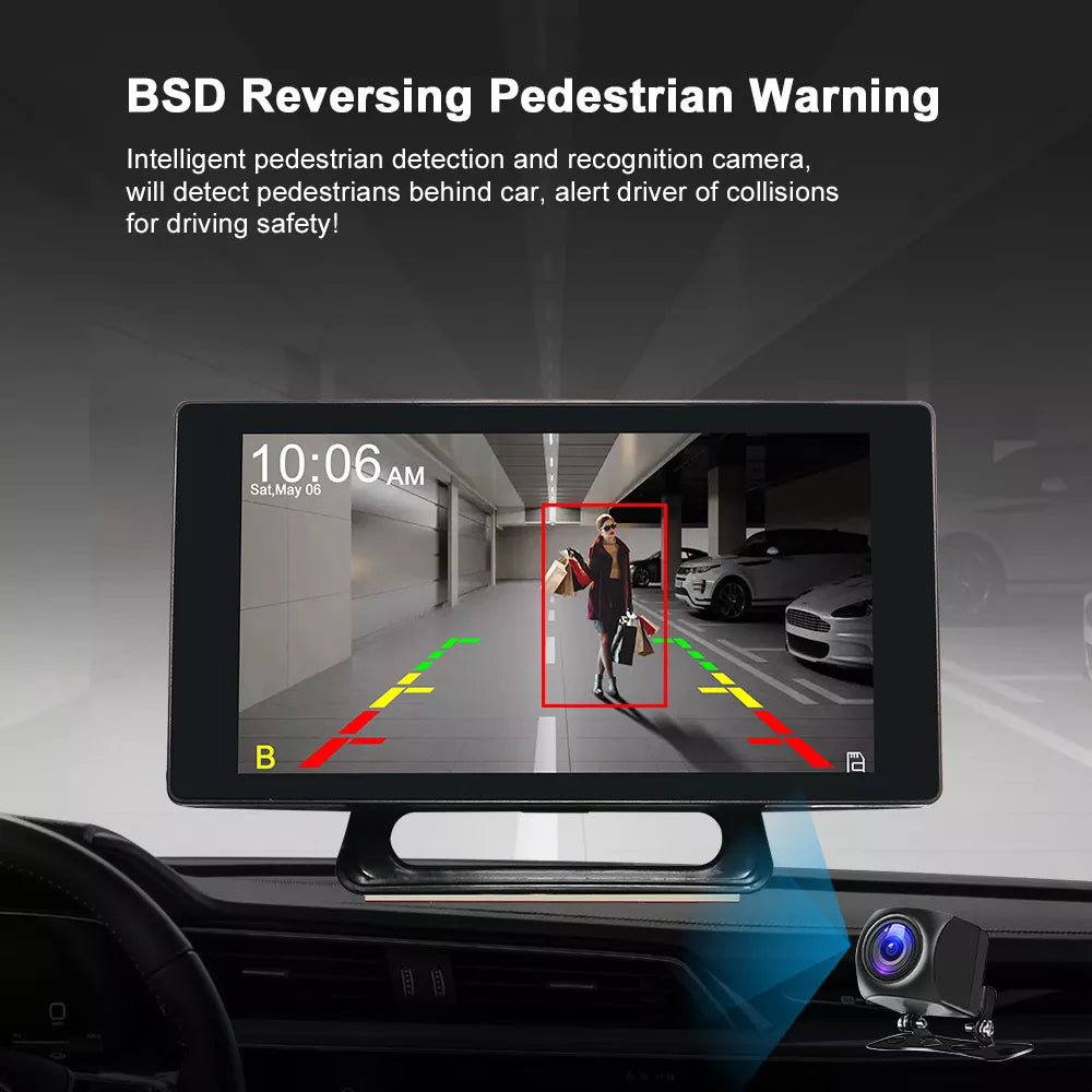 aoocci d501 wireless carplay caméra embarquée avant et arrière bsd avertisseur de marche arrière et de présence de piétons