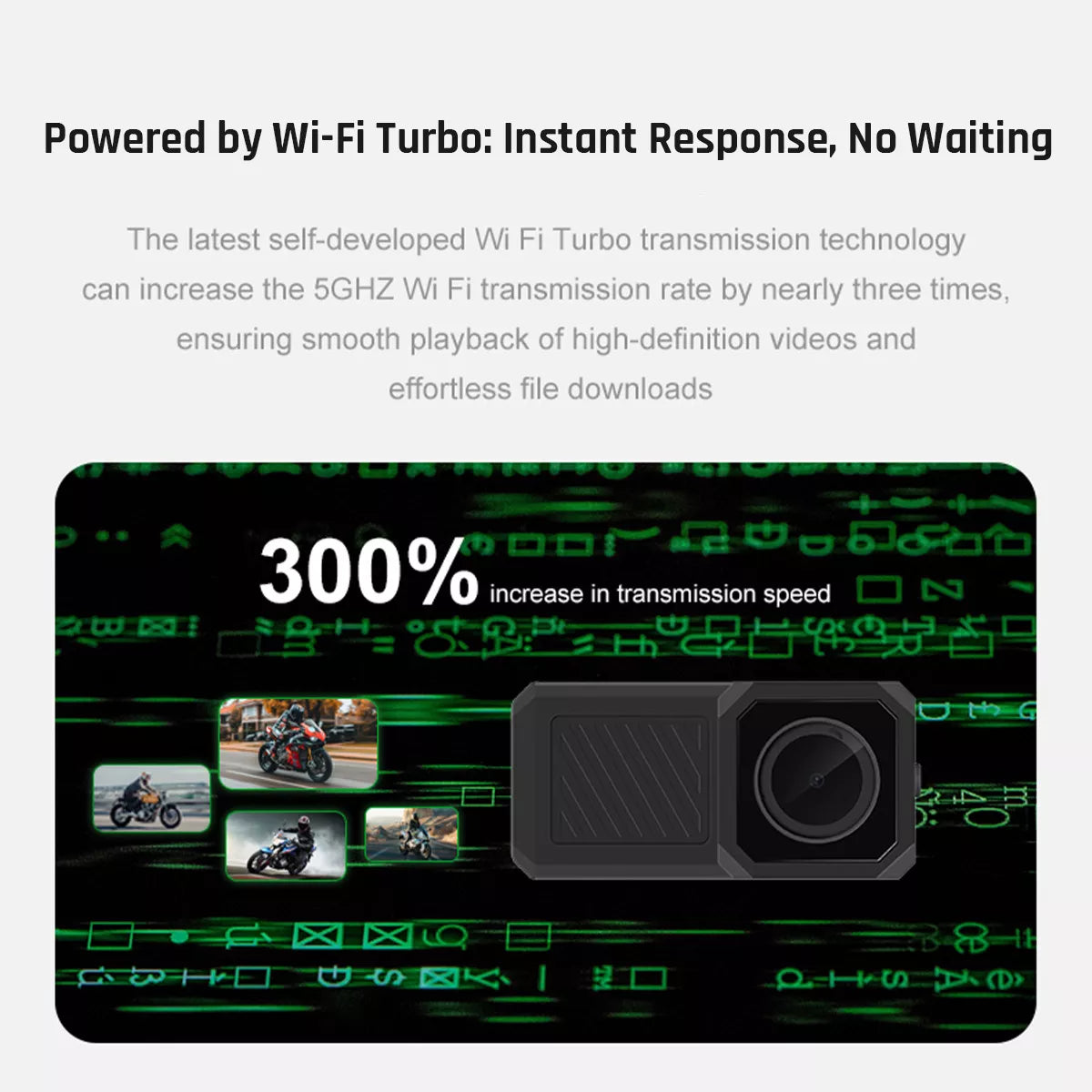 Dashcam Moto R1 - WiFi Turbo 5.8GHz avec vitesse de transmission 300% plus rapide