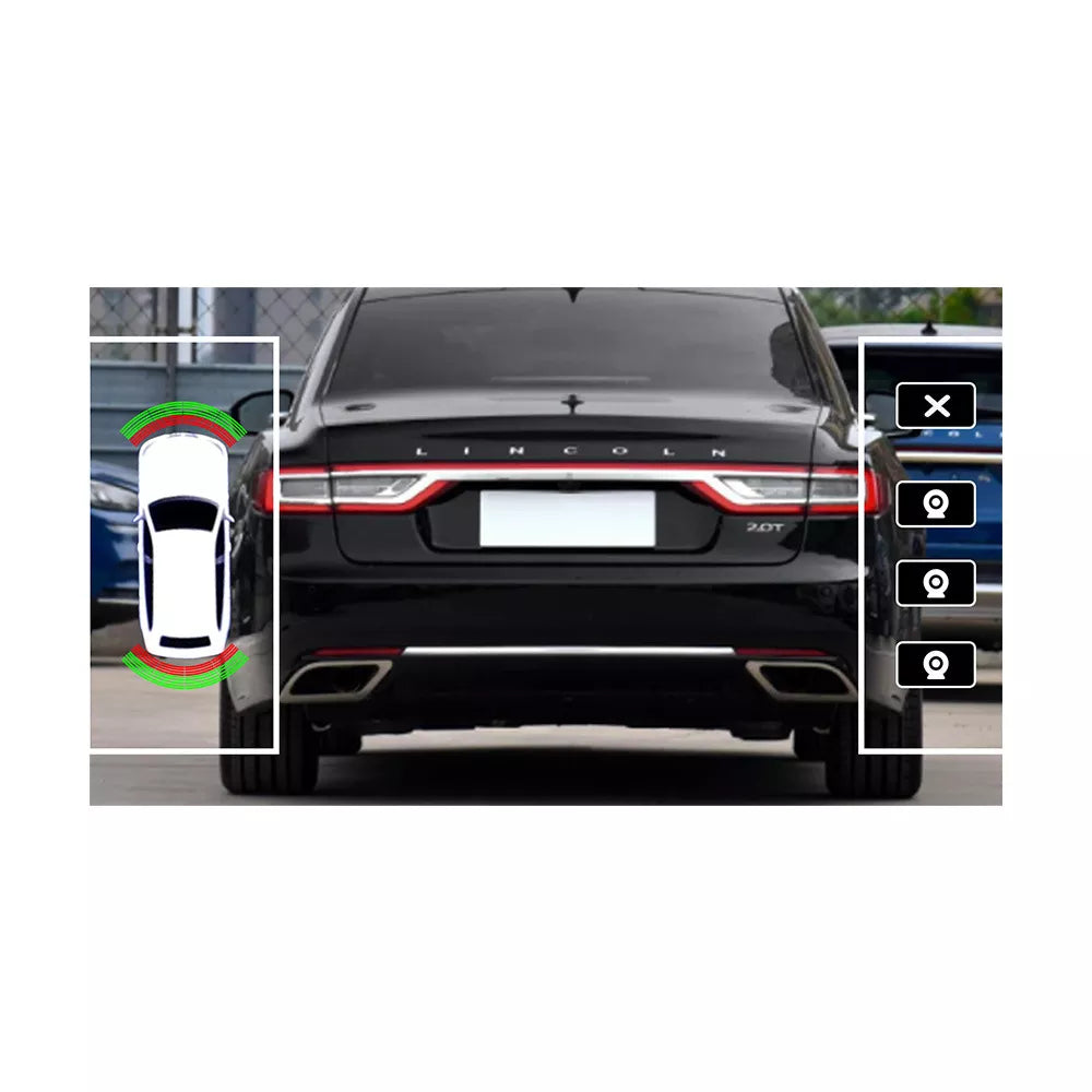 Radar de recul Aoocci R801 - Vue aérienne détection obstacles avec 8 capteurs