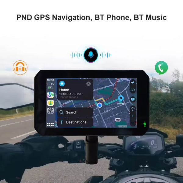 C5 Pro CarPlay Moto 5 Pouces - Dashcam Avant & Arrière 1080P Étanche