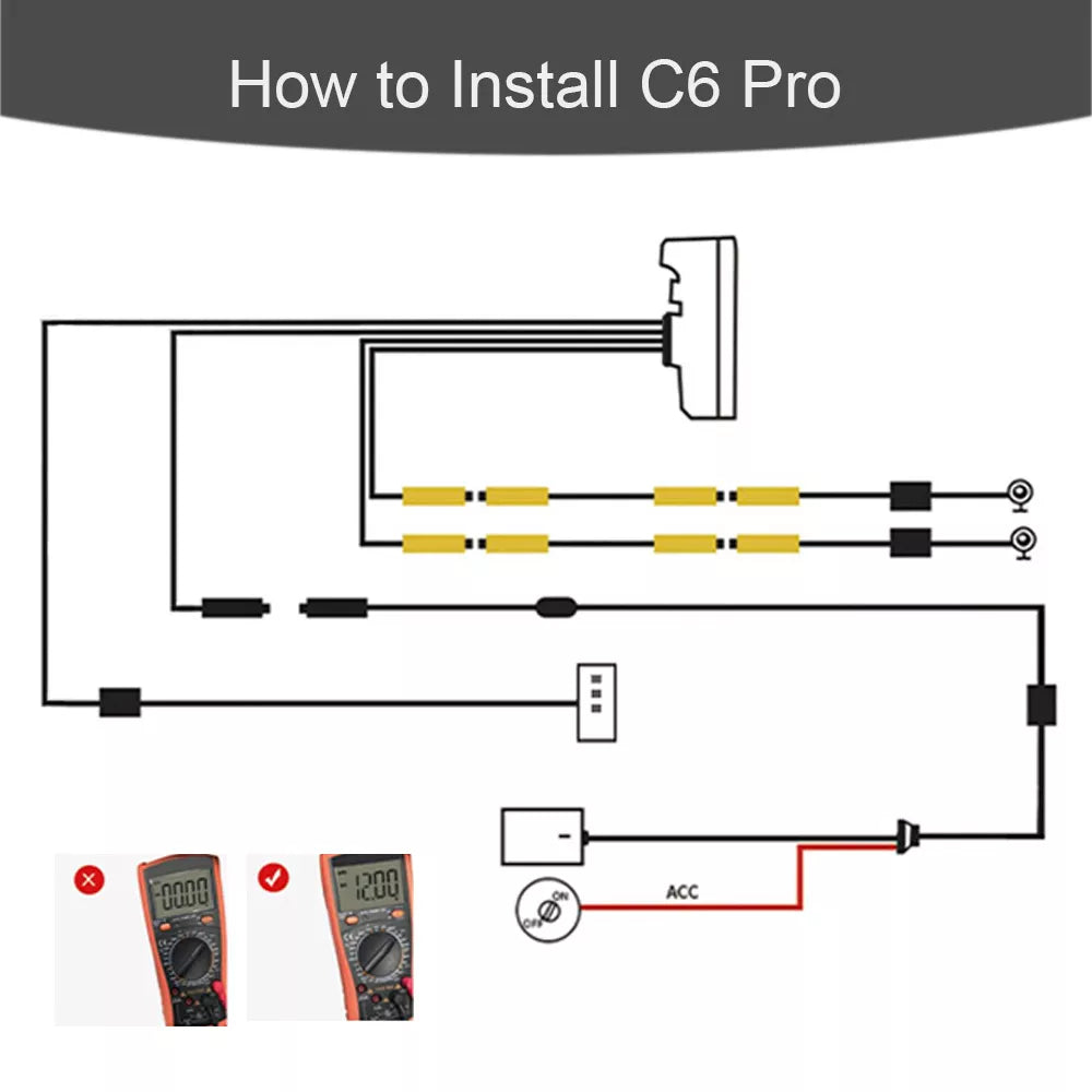 Guide installation caméra moto C6 Pro étapes montage guidon connexions