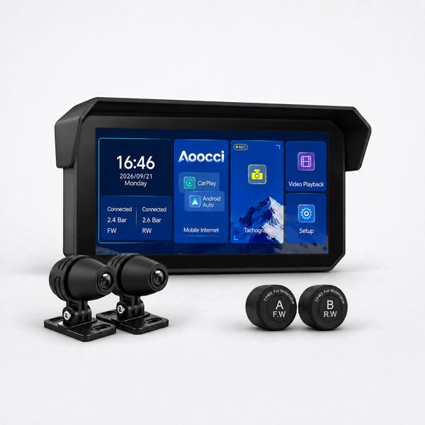 Dashcam Moto C9 Pro Max - CarPlay Sans Fil Avant Arrière 1080P GPS Étanche IP67