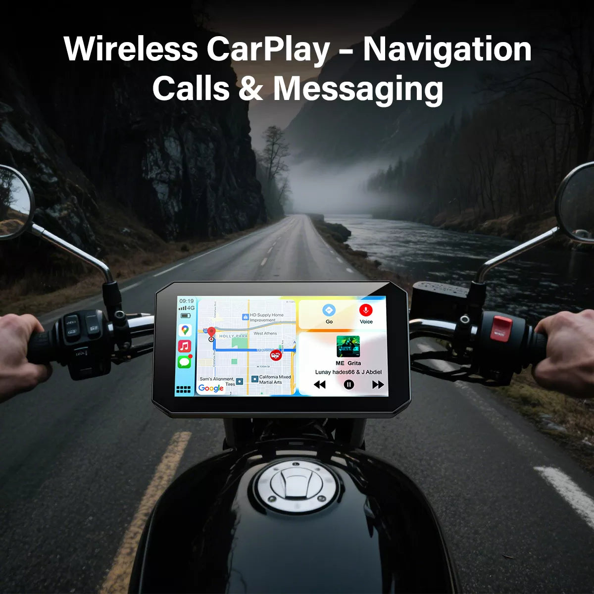 BX Moto CarPlay sans fil - navigation GPS, appels et messagerie intégrés pour moto
