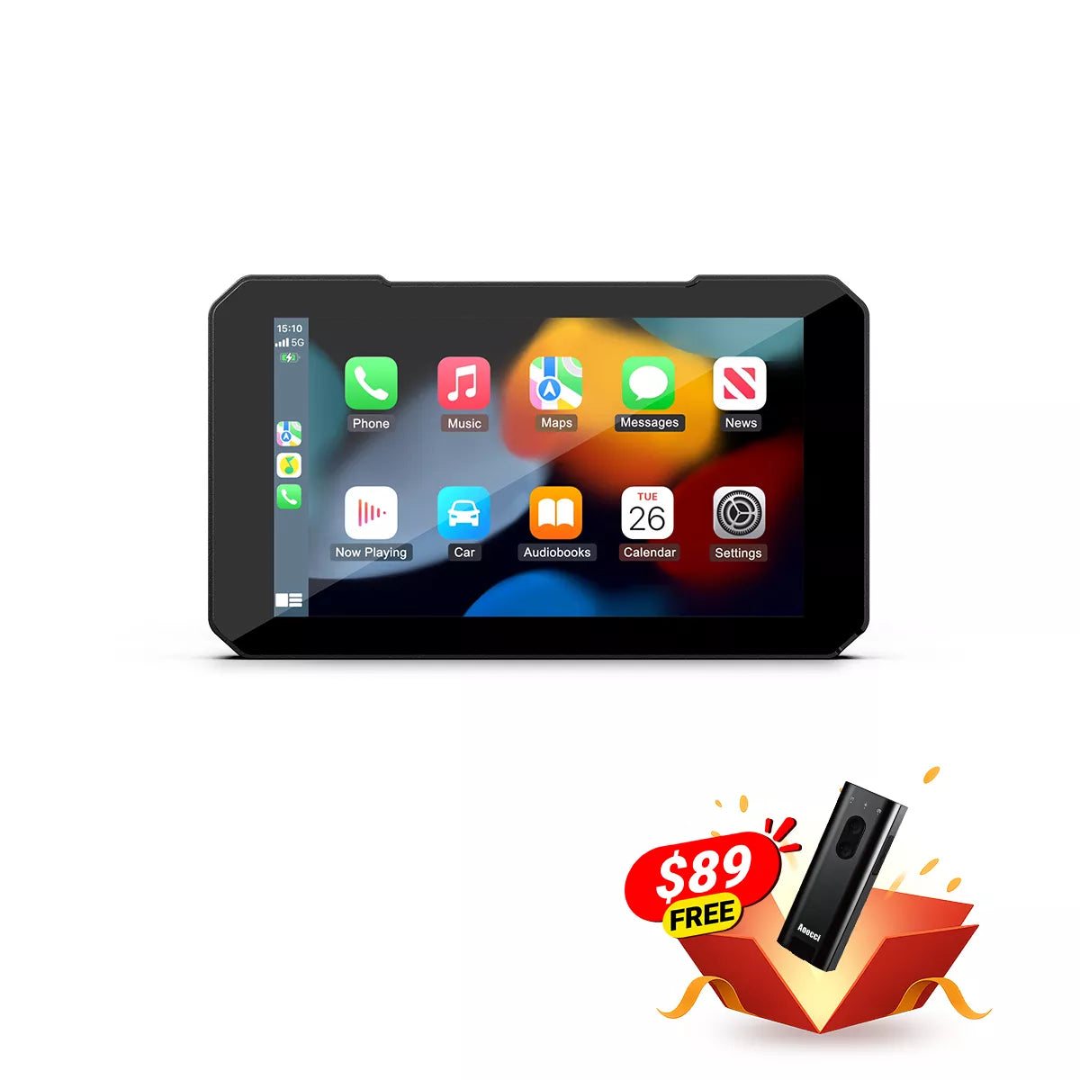 C3 Plus 5" Screen Wireless CarPlay Motorcycle - Android Auto &amp; TPMS 