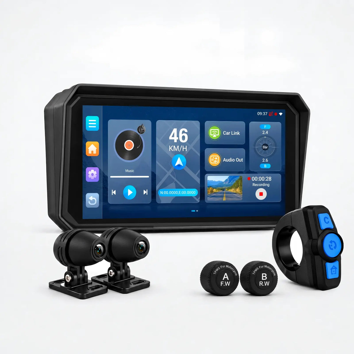 U6/U7 GPS Moto Android 6" CarPlay - Dashcam TPMS Navigation Hors Ligne
